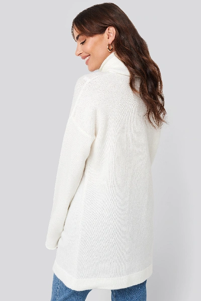 Shop Na-kd Oversized Polo Knitted Long Sweater - White In Off White