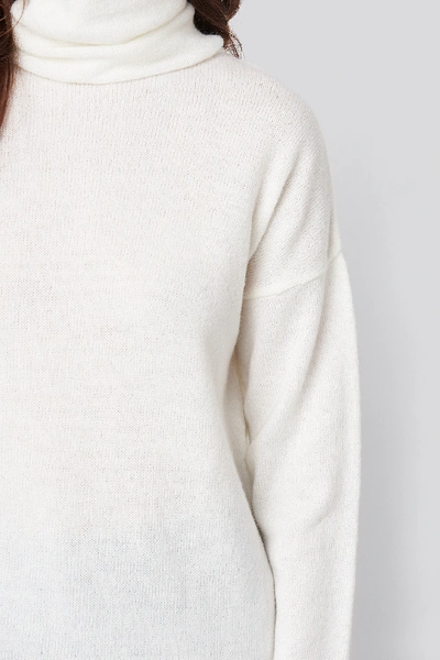 Shop Na-kd Oversized Polo Knitted Long Sweater - White In Off White