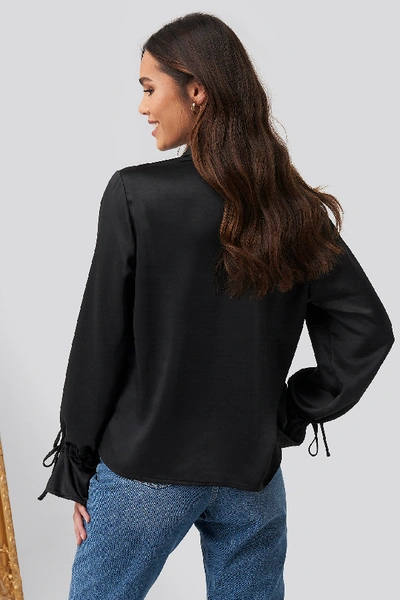 Shop Romy X Na-kd Sleeve Detail Satin Blouse - Black