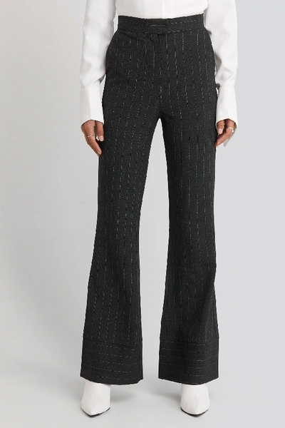 Shop Hoss X Na-kd Striped Trousers - Grey In Dark Grey