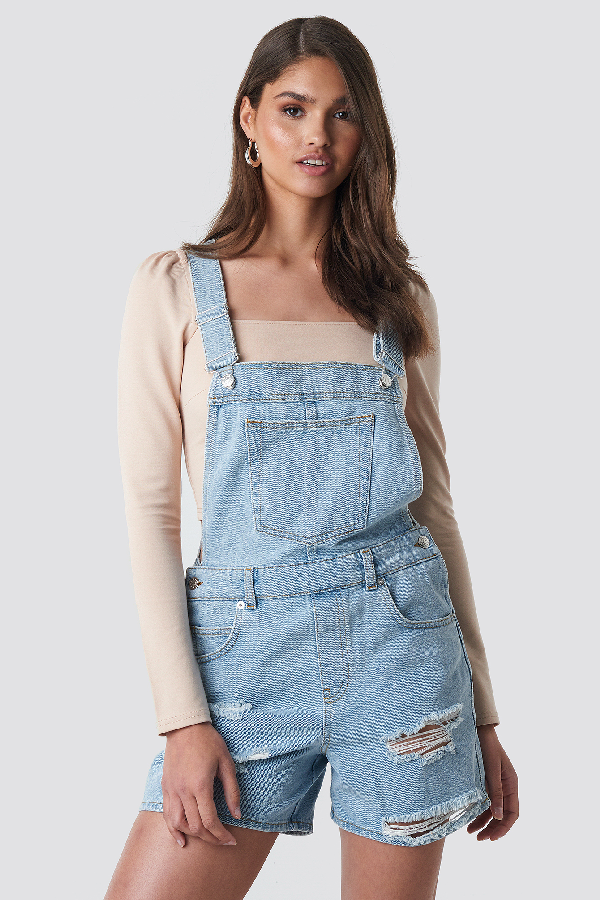 blue short dungarees