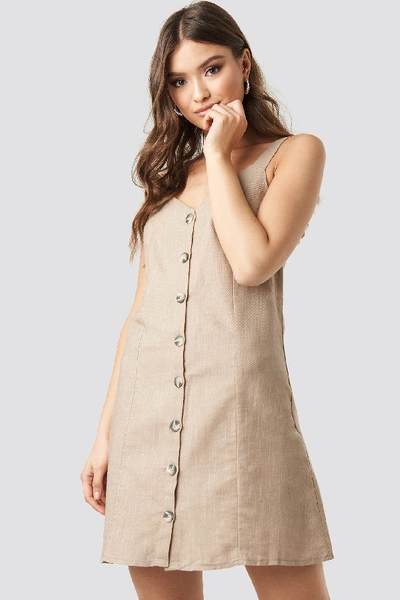 Shop Trendyol Button Detail Mini Dress Beige In Camel