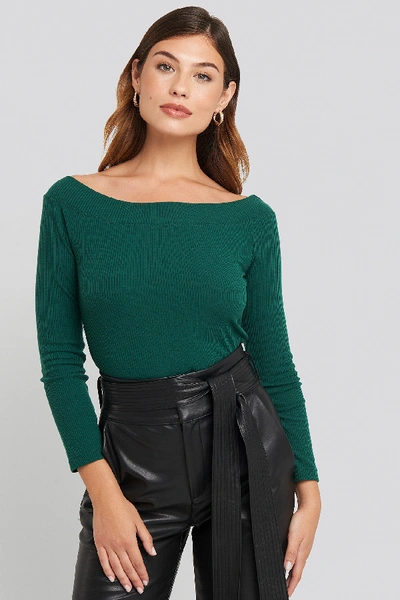 Shop Trendyol Carmen Neckline Knitted Top Green