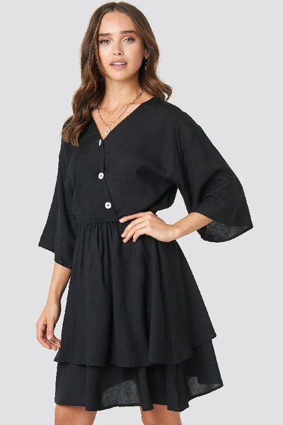 Shop Schanna X Na-kd Contrast Button Layered Dress Black