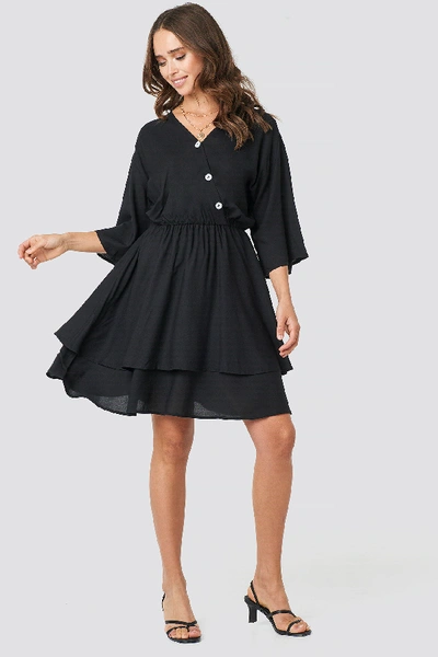 Shop Schanna X Na-kd Contrast Button Layered Dress Black