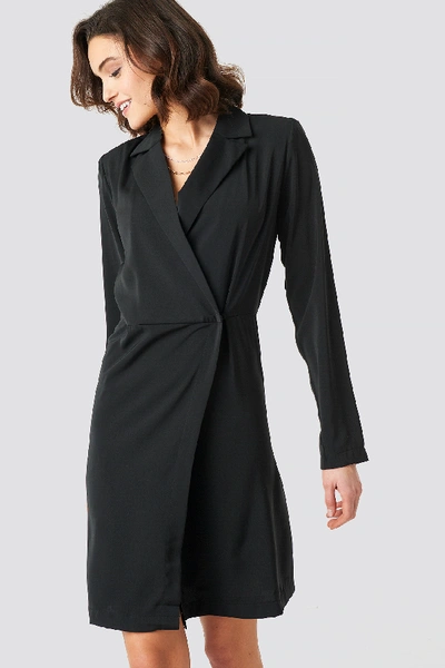 Shop Na-kd Collared Wrap Over Midi Dress - Black
