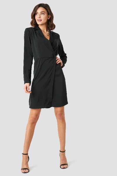 Shop Na-kd Collared Wrap Over Midi Dress - Black