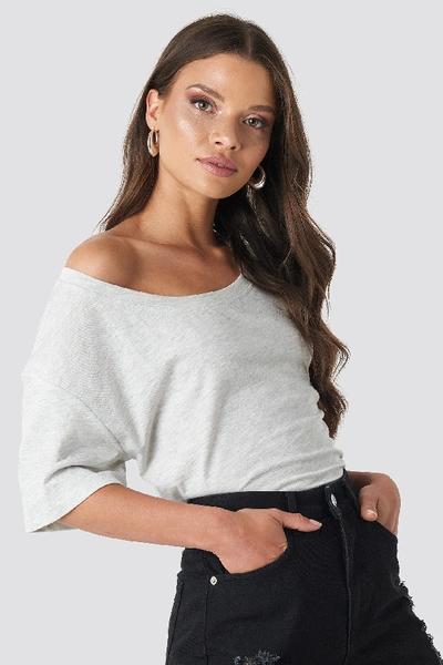 Shop Na-kd One Shoulder T-shirt - Grey In Light Grey Melange