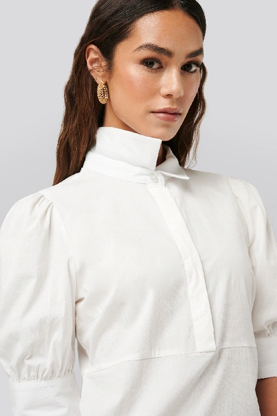 Shop Na-kd Puff Sleeve Panel Dress White