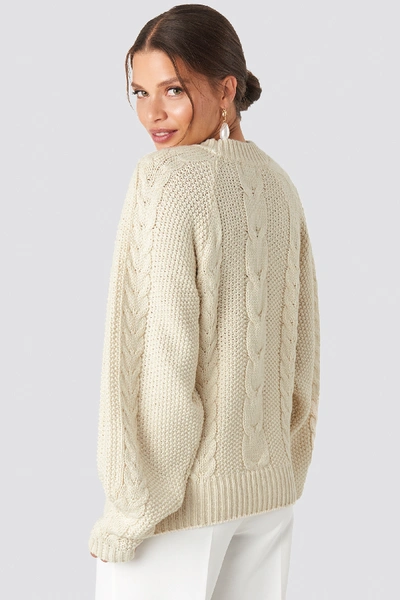 NA-KD chunky cable knitted jumper in white