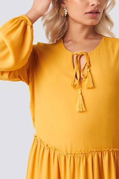 Shop Trendyol Tasseled Midi Dress - Yellow In Mustard