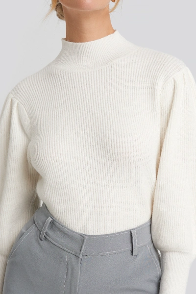 Na-kd Wide Cuff Balloon Sleeve Knitted Sweater - White In Offwhite |  ModeSens