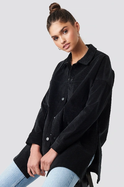 Shop Na-kd Corduroy Overshirt Jacket Black In Deep Black