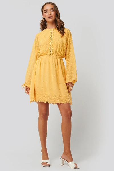 Shop Na-kd Lace-up Back Mini Dress - Yellow In Light Yellow