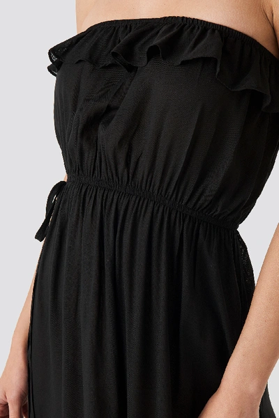 Shop Trendyol Strapless Frilly Viscose Beach Dress - Black