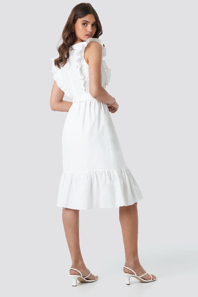 Shop Trendyol Frilly Sleeveless Midi Dress - White In Ecru