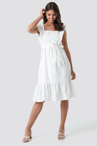 Shop Trendyol Frilly Sleeveless Midi Dress - White In Ecru