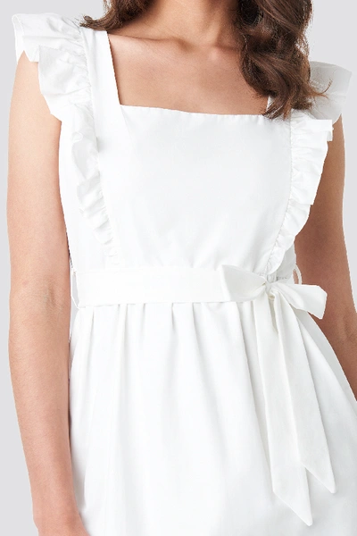 Shop Trendyol Frilly Sleeveless Midi Dress - White In Ecru