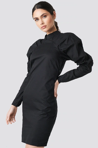 Shop Na-kd Big Puff Sleeve Dress - Black