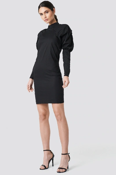 Shop Na-kd Big Puff Sleeve Dress - Black