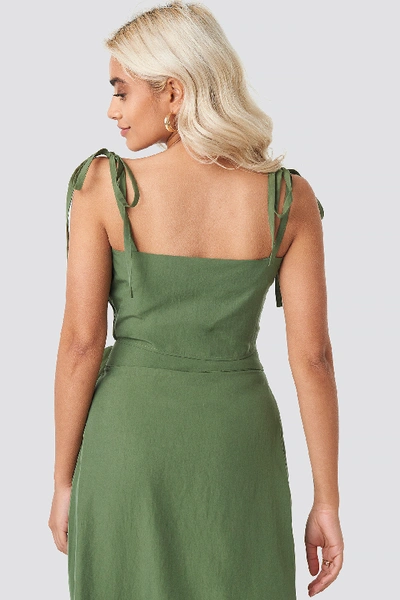 Shop Afj X Na-kd Tie Strap Cami Top Green In Khaki