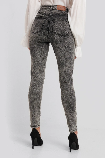 Shop Na-kd Stone Washed Skinny Jeans - Grey In Black