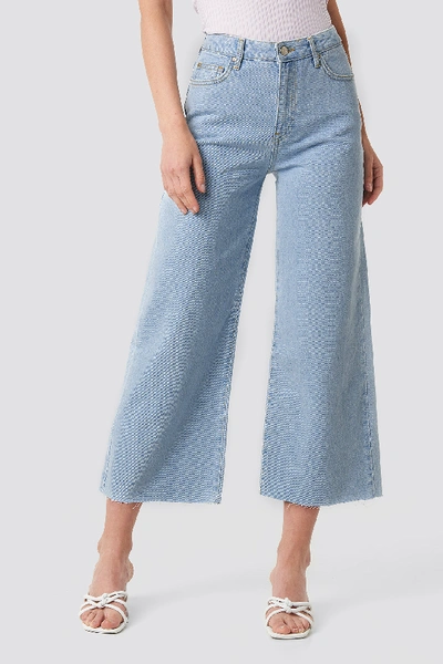 Shop Trendyol High Waist Wide Leg Jeans - Blue In Indigo