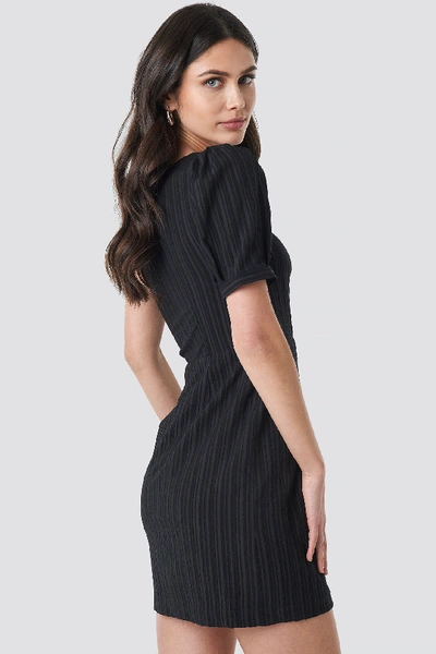 Shop Na-kd One Shoulder Puff Sleeve Mini Dress - Black