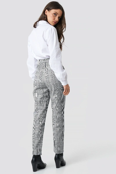 Shop Na-kd High Waist Belted Pants Grey In Checkered