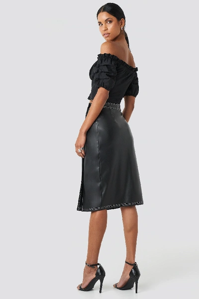 Shop Anna Nooshin X Na-kd Front Button Contrast Faux Leather Skirt Black
