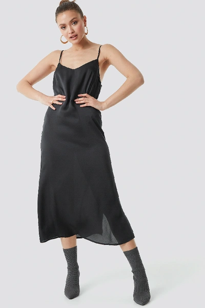 Shop Na-kd Satin Slip Dress - Black