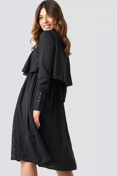 Shop Na-kd High Neck Lace Detail Midi Dress - Black