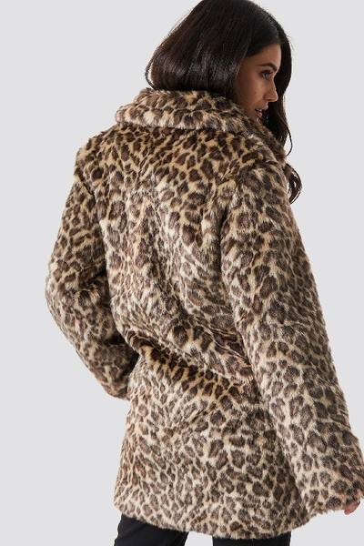 Shop Dilara X Na-kd Fluffy Leo Jacket Multicolor In Leopard