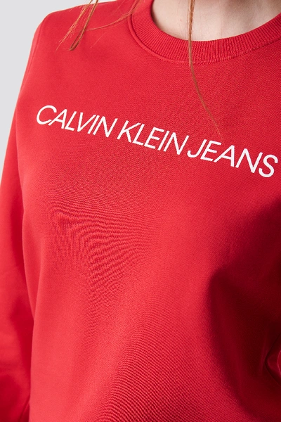 Shop Calvin Klein Institutional Regular Crewneck - Red In Racing Red