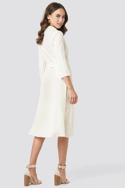 Shop Na-kd Belted Wrap Midi Dress - White In Offwhite