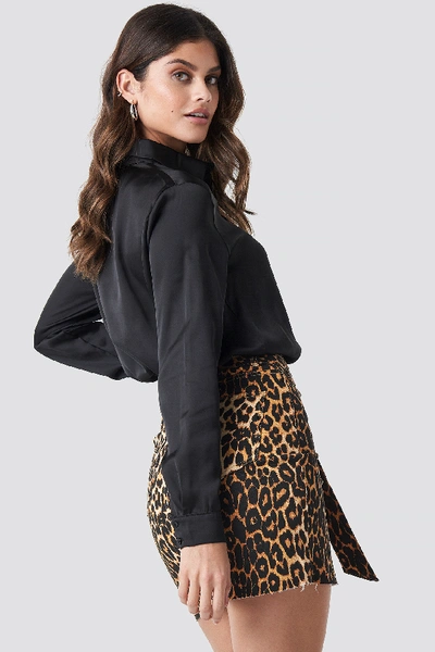 Shop Na-kd Belted Leopard Denim Skirt - Multicolor