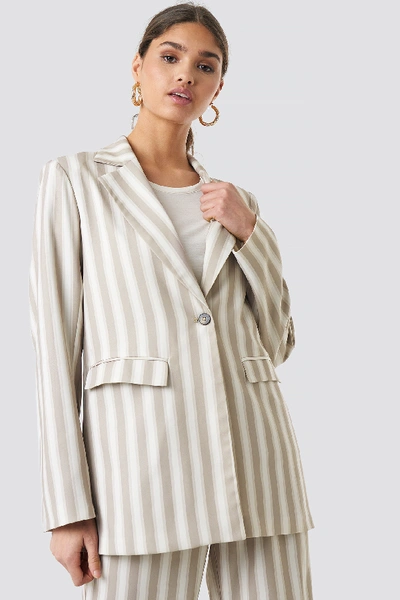 Shop Kae Sutherland X Na-kd Tailored Striped Jacket - Beige