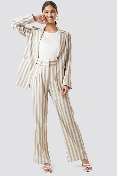 Shop Kae Sutherland X Na-kd Tailored Striped Jacket - Beige