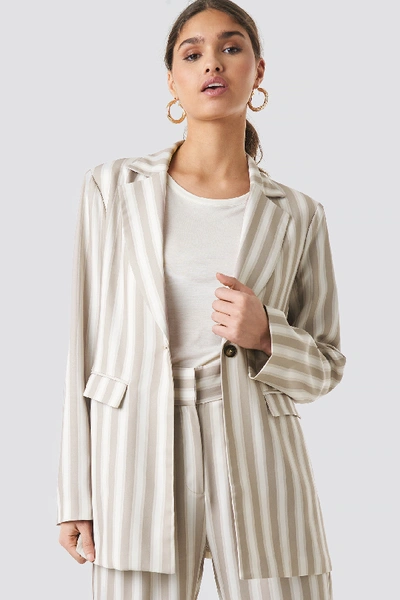 Shop Kae Sutherland X Na-kd Tailored Striped Jacket - Beige