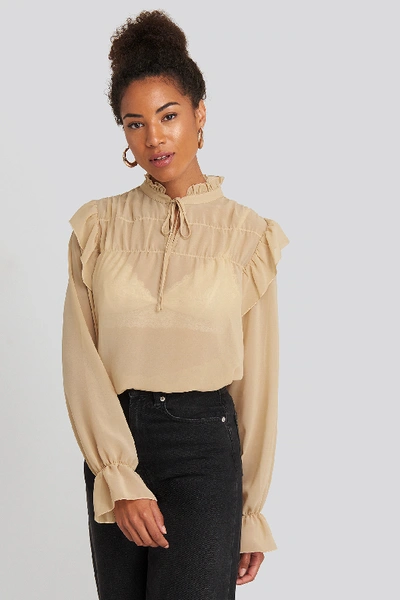 Shop Na-kd Delicate Flounce Blouse - Beige