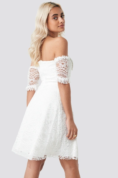 Shop Trendyol Bow Detailed Mini Dress - White In Ecru
