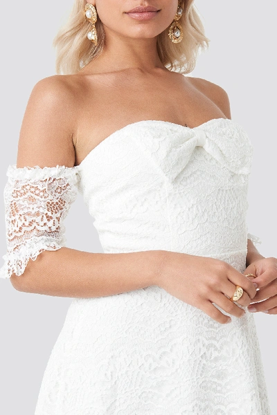Shop Trendyol Bow Detailed Mini Dress - White In Ecru