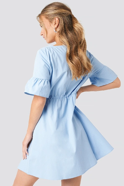 Shop Na-kd Ruffle Sleeve Mini Dress - Blue