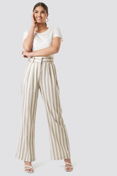 Shop Kae Sutherland X Na-kd Tailored Striped Trousers - Beige