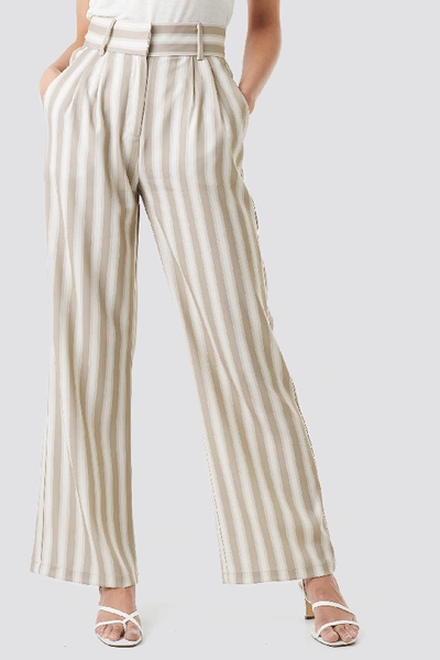 Shop Kae Sutherland X Na-kd Tailored Striped Trousers - Beige
