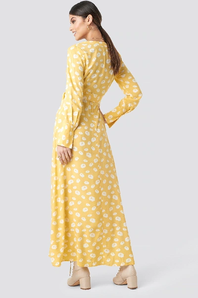 Shop Milena Karl X Na-kd Deep V-neck Maxi Dress - Yellow