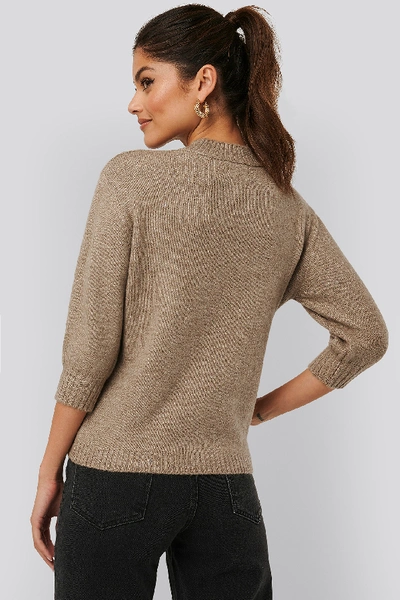 Shop Afj X Na-kd Puff Mid Sleeve Sweater - Beige