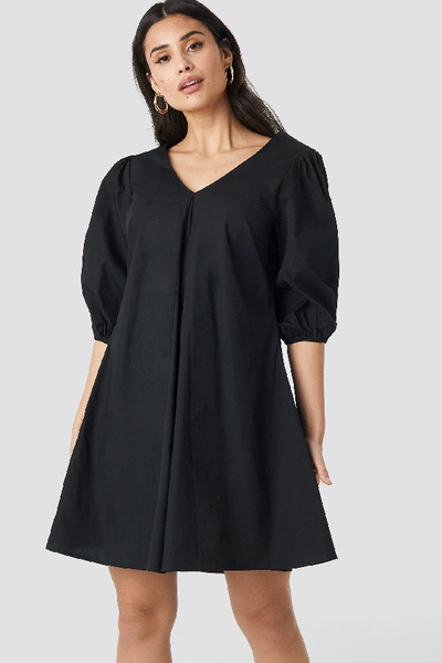 Shop Na-kd V-back And Front Short Sleeve Dress - Black