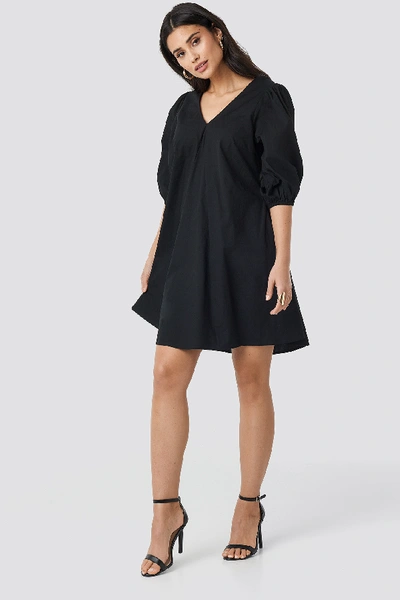 Shop Na-kd V-back And Front Short Sleeve Dress - Black