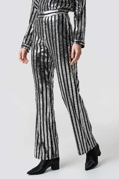 Shop Emilie Briting X Na-kd Sequin Pants - Multicolor,silver In Black/silver